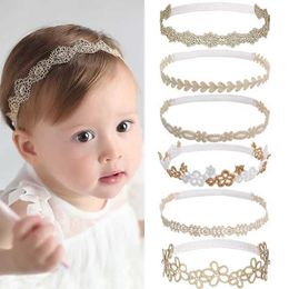 Hair Accessories Cute lace headband suitable for girls children elastic nylon newborn headband soft flower toddler headband baby hair accessories d240520