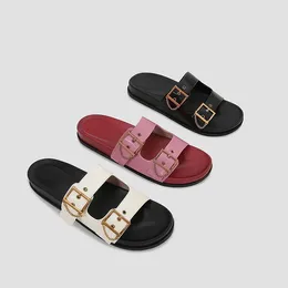 Slippers Women's Stylish Casual Design Open-toed Sandals Leather Everyday Wear Flats