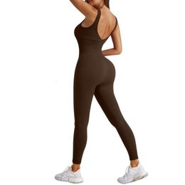 One-piece Fiess Clothing Backless Slimming Long Pants Women Sports Body Training Aerobics Clothes Nylon Material Slim Fit L2405 L2405
