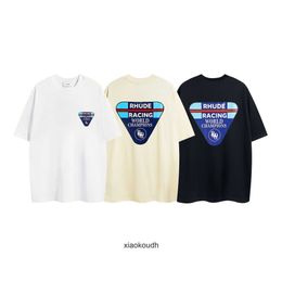 Rhude High end designer T shirts for fashion Race Patch pure casual men and womens summer With 1:1 original labels