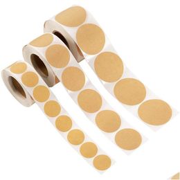 Adhesive Stickers Wholesale 500 Per Roll Vintage Kraft Paper Scrapbook Gift Stationery Label Handmade Drop Delivery Office School Busi Dhdmy