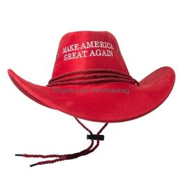 Other Festive & Party Supplies Trump Red Hat Make American Great Again Embroidery Men And Women Ethnic Style Retro Knights Hats Drop D Dhy93