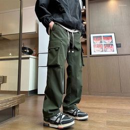 Men's Pants 2024 Mens Plush Cargo With Multiple Pockets Casual Tactical Work Straight Trousers Outdoor Hiking Overalls
