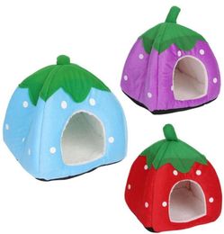 Cat Beds Furniture Cute Strawberry Pet Bed Dog Kitten Puppy Cave Kennel House With Mat Foldable R3MA8616428