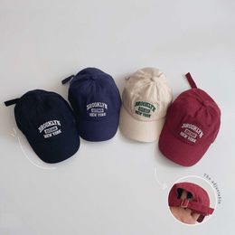 Letter Embroidery Kids Baseball Cap Vintage Solid Color Children Peaked Hat Summer Adjustable Cotton Toddler Sun Hats L2405