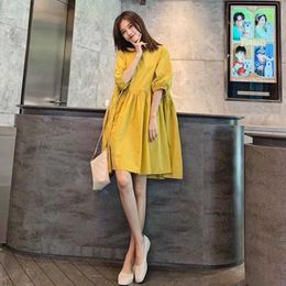 Maternity Dresses Pregnant Womens Clothing Summer Solid Fashion A-line Loose Short sleeved Mom Elegant Doll Dress d240520