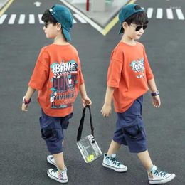 Clothing Sets 2024 Teenager Summer Boys Clothes Children Letter T-shirt Short Sleeve Shorts Pants Kids 5 6 7 8 10 11 12 Years