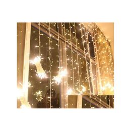 Party Decoration 3 X 300 Led Icicle Curtain Fairy String Light Christmas For Wedding Home Garden Decor Ac110V-220V Drop Delivery Fes Dhnqx