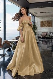 Casual Dresses Women's Elegant Champagne Party Dress Off Shoulder Big Swing Evening Long Luxury Wedding Formal Sequin Robe