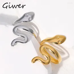 Cluster Rings Personality Serpent Snake Women's Ring Stainless Steel Jewelry Adjustable Open Finger Titanium Bijoux Femme Metal Men