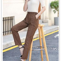 Women's Pants 2024 Women Summer Trousers Beach Pencil Clothing Plaid Print Casual Plus Size 5XL