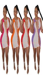 Sexy Patchwork Bandage Dress Summer Clothes for Women Hollow Out Dresses Birthday Outfit Bodycon Night Club Mini Dress9536068
