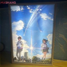 Lamps Shades Your Name Anime Figure Led Painting Lamp Glowing Cartoon Landscape Painting Night Light for Girls Birthday Gift Home Wall Decor Y240520VCWC