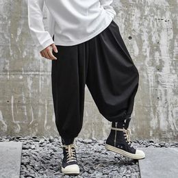 Men's Pants Trousers Summer Relaxed Fold Nine Minutes Small Foot Casual Harem Large Size Sports Black