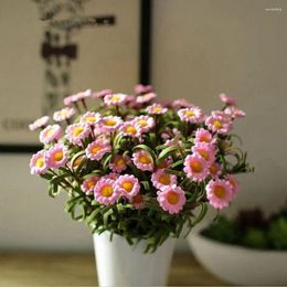 Decorative Flowers 8 Forks Simulation Small Daisy Handmade Lifelike Fake PE Rubber Artificial Chrysanthemum Mother's Day