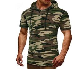 New Fashion 2018 Brand Male T Shirt Hooded Camouflage TShirt Men Funny Summer Tee Short Sleeves Mens Cotton White Large Size6752027