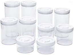 Storage Bottles 10-Piece Round Airtight Food Containers For Kitchen Pantry Organisation BPA Free Plastic