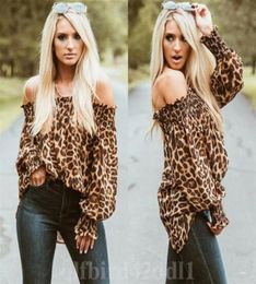 Women Leopard Print Long Sleeve Off Shoulder Blouses Woman Party Club Blouse Ladies Summer Casual Tops Female Clothes 298L6740777