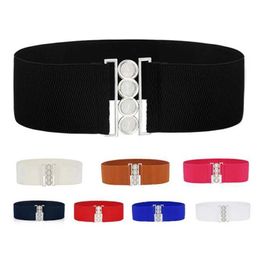 Other Fashion Accessories Womens Elastic Shoulder Strap 3 Wide Fashionable Elastic Belt Buckle New Elastic Vintage Wide Belt J240518