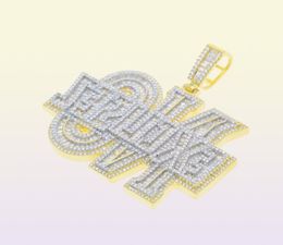 iced out letter No excusez pendant fit cuban chain necklace for women men punk style hip hop Jewellery drop ship17570569652523