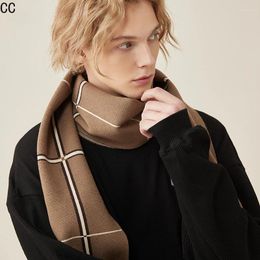 Scarves Men's Scarf High Quality Wool Autumn Winter Thick Warm Business Versatile Plaid Stripe Cashmere Muffler Luxury Chrimas Gift Male