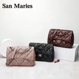 Shoulder Bags San Maries Luxury Handbags Women Designer Soft Real Genuine Leather Chain Messenger Tote Brand Purses And