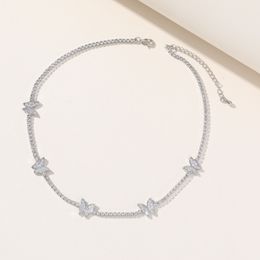 Diamond Women Short Choker Sparkling Zircon Butterfly Necklace For Women 22630