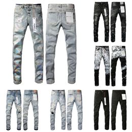 purples jeans designer mens retro patchwork flared pants wild stacked ripped long trousers straight Y2k baggy washed faded for men s