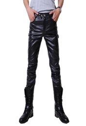 Whole2016 Hip Hop Mens Leather Pants Faux Leather Pu Material 3 Colors Motorcycle Skinny Faux Leather Outdoor Pants8837420