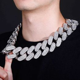 39Mm Hip Hop Oversize Iced Out Chain Baguette Lab Diamond Cuban Link Necklace For Men