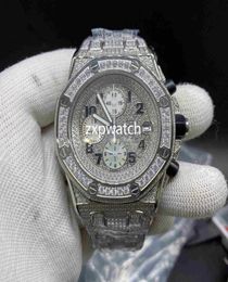 Quality Full Big Diamond Watch Iced Out Watch men size 42MM Silver Waterproof 316 Stainless Steel Set Diamond quartz watch2721111