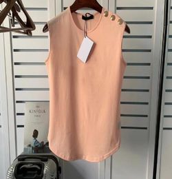 Designer Size SXL Sleeveless T Shirt For Women Stamping Letters Vest Shoulder Gold Buckle Tank Tops Tshirt9723617