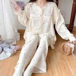 100% Cotton Double Gauze Maternity Nursing Sleepwear Summer Breathable Breastfeeding Pamas Night Wear Pregnancy Home Hospital L2405