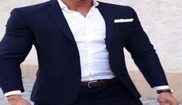 Navy Blue Men Suits Custom Made Light Weight Breathable Blue Man Suit 2 Pieces Cool Tailor Made Summer Wedding Attire For Men5976032