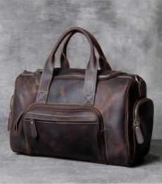 Travel Bag Fashion Man Designer Business Trip For Outdoor Genuine Leather Shoe Duffle Bag Male Coffee Black6920716