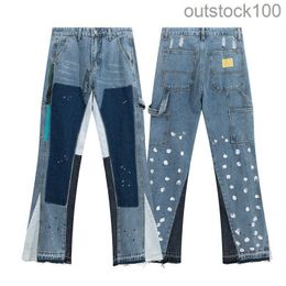 Casual Galerydapt pants high quality branded logo pant speckled panels Colour structure bell bottoms fog floor dragging straight jeans