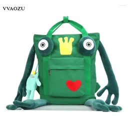 Backpack Cartoon Frog Schoolbag 3D Animal Canvas Mochila Bagpack Shool Bags For Teenagers Boys Girls With Pendant