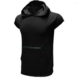 Men's Tank Tops 2024 Spring/Summer Sleeveless Casual Loose Versatile Solid Colour Zipper Pocket Hoodie Breathable Top