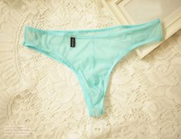 Men Mesh See Through Underwear Thong Bikini Briefs GString Shorts Knickers Blue4581259