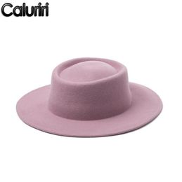 Stingy Brim Hats Caluriri Wool Fedora Hat Winter Outdoor Lady Elegant Wide 100 Women Pink Temperament9945439