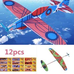 Aircraft Modle Hot childrens toys 3D DIY hand throwing glider Aeroplane foam Aeroplane party bag stuffing childrens gift model toy game 12pcs/set S24520