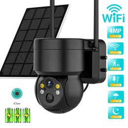 Wireless Camera Kits PTZ IP camera outdoor wireless solar WiFi camera with solar panel 4MP highdefinition builtin 7800mAh rechargeable battery PIR manu J240518