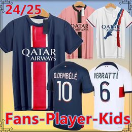 S 4XL 24 25 Maillot MBAPPE Soccer Jersey Kids Kit 23 24 Player Version Training Pre Match 2023 2024 Maglia Paris Home Away Football Shirt HAKIMI FABIAN VITINHA O DEMBELE