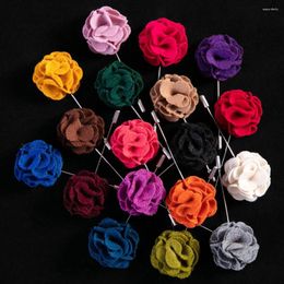 Brooches Korean Fashion Solid Woolen Cloth Brooch Pin Men's Corsage Flower High Grade Fabric Art Long Needle For Suit Accessories