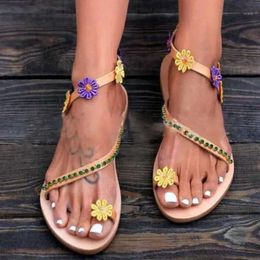Womens Flats Retro Flowers Open Toe Ankleflats Shoe Roman Sandals Female Soft Cha 532