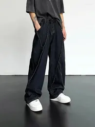 Men's Jeans 2024 Men HipHop Distressed Pants Ripped Patchwork Denim Male Oversized Loose Casual Streetwear Wide Leg Trousers