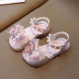 New Girls Butterfly Summer Causal Sequins Children's Princess Dress Flat Fashion Versatile Kids School Sandals