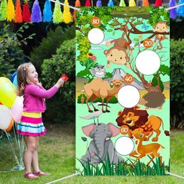 Party Decoration 1pcs South African Animal Sandbag Throwing Background Cloth Themed Birthday Outdoor Game Pography Props