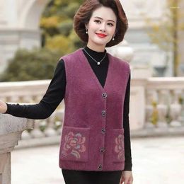 Women's Vests 2024 Autumn Winter Middle-Aged Women Sleeveless Ladies Fleece Warm Top Female Slim Mother's Clothing Jacket Waistcoat C35