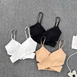 Women's Tanks Sexy Solid Patchwork Straps Crop Top Backless Bra Chic Corset Bustier Zipper Sweet Summer Camisole Women Beach Camis